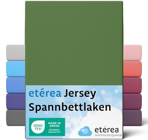 etérea Jersey Spannbettlaken 80x160cm - 80x180 Oekotex Made in Green - 100% Baumwolle Jersey - Comfort Spannbetttuch - Bettlaken 80x160-80x180 cm Ocean Türkis