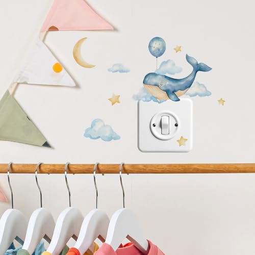 Vinilo decorativo ballena acuarela azul para pared miniatura 3