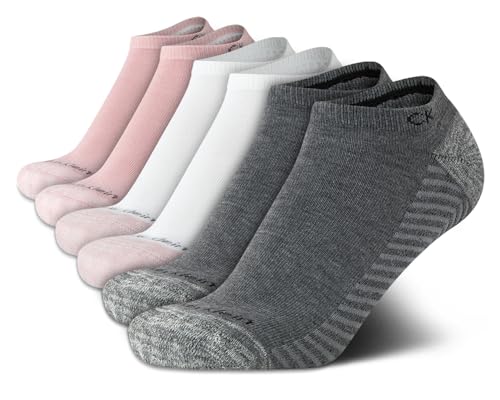 Calvin Klein Women's No Show Socks - 6 Pack Cushioned Comfort Athletic Performance Low Cut Socks for Women (Shoe Size: 4-10)