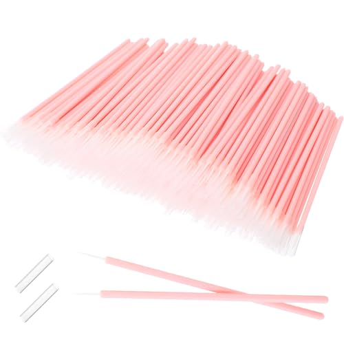 Honeydak 300 Pcs Disposable Eyeshadow Brushes Eyeliner Applicator Tool Pink Eyeshadow Applicators Lip Applicators Eye Lash Wands Makeup Tool for Eye Makeup Lashes Detail Painting