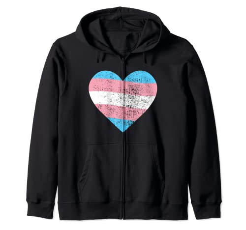Vintage Transgender heart Flag LGBTQ Transgender Pride Sudadera con Capucha