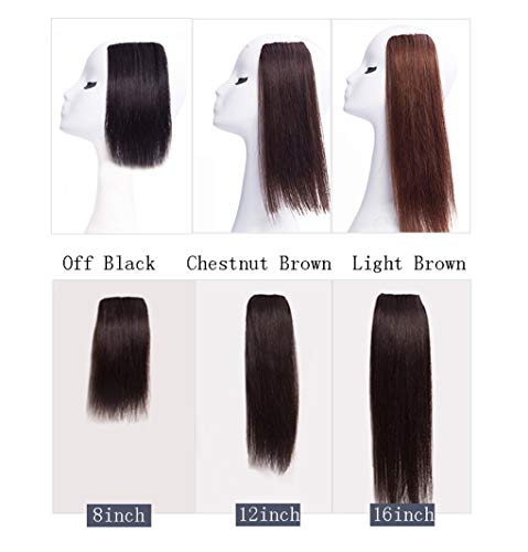 Susanki Clip on Forehead Topper Hair Extensions, 3" Width Straight Human Hair Clip in Wiglet Hairpieces for Women, 16" Off Black