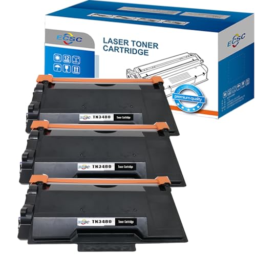 ECSC Compatible Toner Cartridge TN3480 For Printer, Compatible with Brother DCP-L5500DN DCP-L6600DW HL-L5000D HL-L5100DN HL-L5100DNT HL-L5100DNTT HL-L5200DW HL-L5200DWLT Black (3 -Pack)