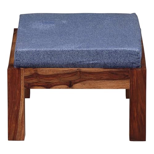 Image of Solid Sheesham Wood Square Coffee Table with 4 Stools | Centre Table with Stool for Living Room | Brown Finish | Table: 90cm x 90cm x 45cm, Stool: 40cm x 40cm x 10cm