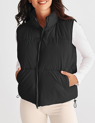 MEROKEETY Womens Puffer Vest Stand Collar Zip Up Sleeveless Padded Gilet Coat with Pockets2