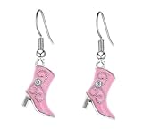 Pink Cowgirl Boot Earrings - Handmade