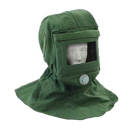 Sand Blasting Hood , Shawl Sandblasting Mask Anti Dust Wind Sandblasting Tool Mask, Cut Scratch Heat Neck Protector, Green