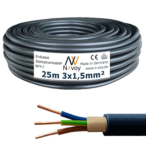 NYY-J 3x1,5 mm² 25m (Variable bis 50m) Erdkabel Starkstromkabel in Beton Erdreich VDE 0276 M113