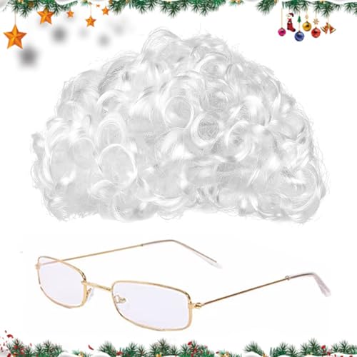 Peluca de abuela con gafas y redecilla para disfraces de Navidad 7