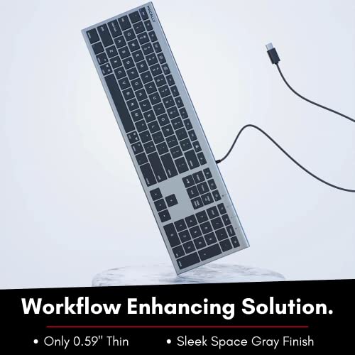 Macally Usb C Keyboard For Mac - Elegantly Designed For Apple Keyboard Wired With Type C - For Macbook Pro/Air, Imac, Ipad - Slim Keyboard Usb C With 110 Scissor Keys And 20 Shortcuts - Space Gray #TOP1