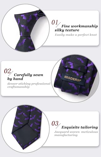 Image of HISDERN Ties for Men Classic Animal Tie and Pocket Square Set Jacquard Woven Silk Neckties Handkerchief Wedding Party