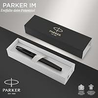 Parker IM Füller | Mattschwarz mit schwarzen Zierteilen | Füllfederhalter mit mittlerer Feder und blauer Tinte | Geschenkbox – Ansicht 2