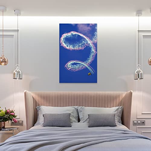 Beautiful Blue Sky Rainbow Spiral Smoke Skydiving Men's Office Bedroom Wall Art Poster Wall Art Paintings Canvas Wall Decor Home Decor Living Room Decor Aesthetic 24X36Inch(60X90Cm) Frame-Style #TOP7