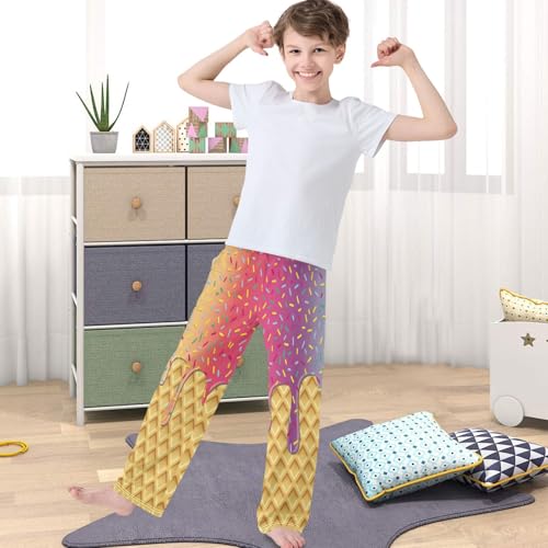 Boys' Pants Purple Ice Cream Drip Joggers Elastic Long Bottoms Trousers Sweatpants with Pockets Size 6-144