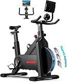 Bluearth Heimtrainer Fahrrad mit Smart App, Max. 150KG, Leise & Bequem Hometrainer Fahrrad für Cardio-Training zu Hause，Verstellbarer Widerstand und mit Immersivem Erlebnis und Live-Kursen, Powered