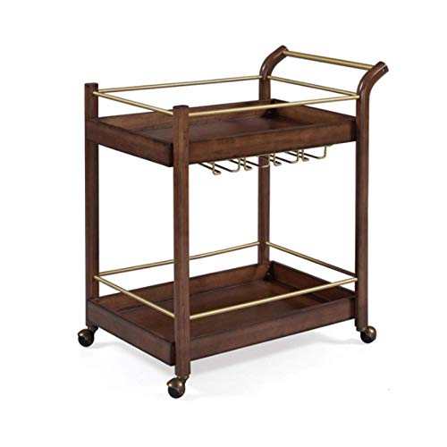Chariot de Service casier à vin en Bois et métal avec roulettes Cuisine Bar Salle à Manger thé Porte-vin Chariot de Service Meubles (Marron)