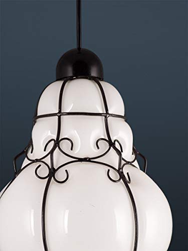 Helios Leuchten Pendelleuchte Landhaus | Lampe Leuchte Orientalisch | Arabische Hängelampe Deckenleuchte Glas weiss… – Bild 5