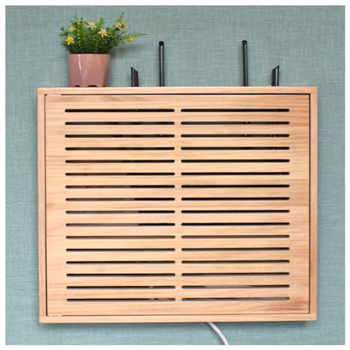 WiFi-Aufbewahrungsbox zur Wandmontage, Holz-Router und Verlängerungskabel-Organizer, dekoratives schwimmendes Regal mit einzelner Tür für Wohnzimmer
