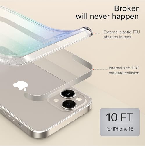 Image of MOOSH iPhone 15 Plus Rainbow Shine Case Cover with Shockproof Bumpers, Military-Grade Drop Protection, Anti-Bacterial Coating, Protective Phone Case Cover for iPhone 15 Plus (Rainbow Shine)