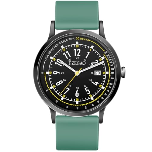 F.ZEGAO Nurse Watch with Second Hand Nursing Women Men, 50M Waterproof Watches for Swimming 12/24 Hour Military Time Luminouse Easy Read Dial, Pulsometer Analog Watch for Nurses (Olive-Green)