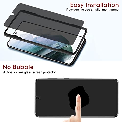 Esanik Privacy Screen Protector for Samsung Galaxy S22 6.1 Inch [2 + 2 Pack], 2 x PET Anti Spy Screen Cover [Not Glass] + 2 x Camera Lens Tempered Glass