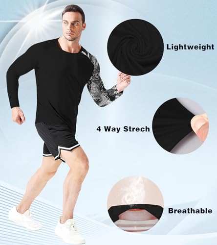 Mens Rash Guard Long Sleeve UPF 50+ Quick Dry Sun Shirt UV Protection SPF Water Shirt Fishing Swimming HH240243