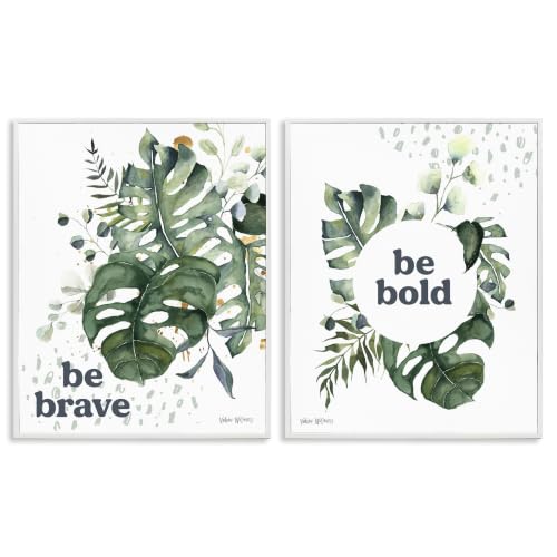 'Bold & Brave Botanical Watercolor Monstera'| 2pc Framed Giclee Art Set 2