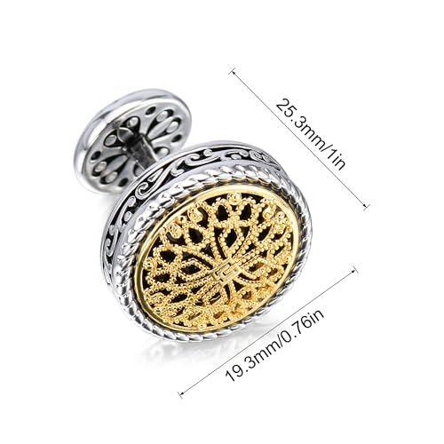 Image of Cuff Links Mens, Cufflinks for Men, Men's Cuff Links for Wedding, Business, Father's Day, Gift for Men, 18K Gold Plated with Luxury Wooden Gift Box