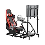 Marada Racing Cockpit with TV Stand &amp; Red Seat Fit for G923 G920 T500,FANTEC,T3PA/TGT Stable &amp; Strong Wheel and Pedals Not Included Driving Simulator Cockpit-54