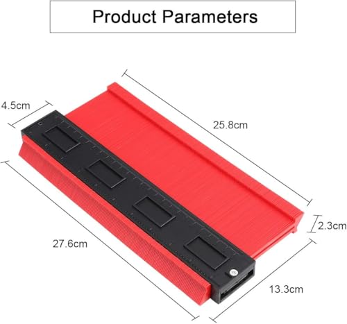flintronic Konturenlehre, 10+/25cm Fliesen Laminat Duplikator, Markierungswerkzeug Profil Kopierer mit Skala unregelmäßiges Ideal für Laminat, Fliesen uvm - Rot