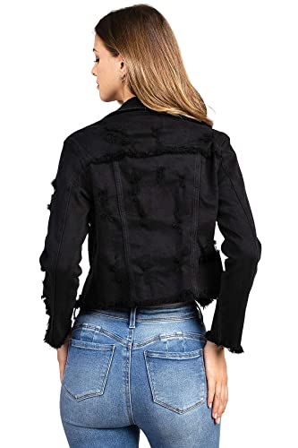 Cello Jeans Women's Juniors Heavy Distressed & Ripped Jean Jacket3
