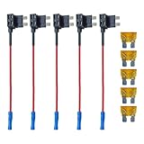 ZIMISI 5PCS 12V Car Add-a-Circuit Fuse, Standard APR ATO ATC Blade Fuse Holder with 5 x 5A Inserts, Automotive Fuses TAP Adapter Set for Car, Boat, Truck (Medium)