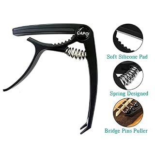 Capodastre Guitare avec 5 Mediators Unique Utilisation à Une Main Changement Rapide en Alliage d’aluminium Noir Capos… - Les Beatles, Paul McCartney, John Lennon, RIngo Starr, George Harrison Capodastre Guitare avec 5 Mediators Unique Utilisation à Une Main Changement Rapide en Alliage d'aluminium Noir Capos… – Image 5