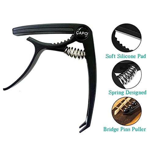 Capodastre Guitare avec 5 Mediators Unique Utilisation à Une Main Changement Rapide en Alliage d’aluminium Noir Capos… - Les Beatles, Paul McCartney, John Lennon, RIngo Starr, George Harrison Capodastre Guitare avec 5 Mediators Unique Utilisation à Une Main Changement Rapide en Alliage d'aluminium Noir Capos… – Image 6