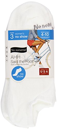 No Nonsense No Show Rayon Sole & Pique Welt Socks, 3 ct