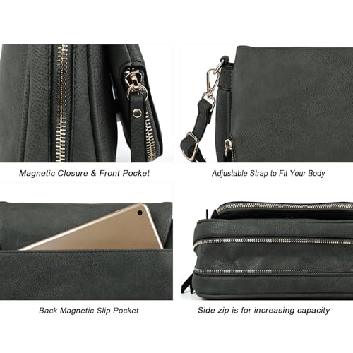 Image of Crossbody Bags for Women Small Pu Leather Over the Shoulder Purses and Flap Cross Body Handbags with Multi Pockets