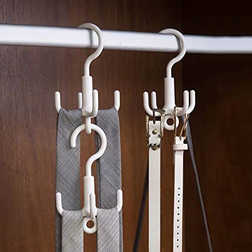 Sihuuu Belt Hanger, Twirl Tie Rack, Scarf Holder Hook For Closet With 4 Claws, 360 Degree Rotating Closet Clothes Hangers, Good For Hanging Scarf, Ties, Hats, Towels,Bags(2 Pcs) #TOP4