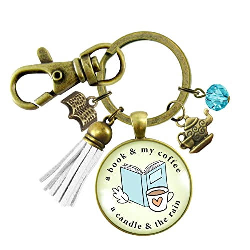 Gutsy Goodness Fall Lover Cozy Keychain Book Coffee Candle And Rain Favorite Things Autumn Theme Jewelry For Women cover