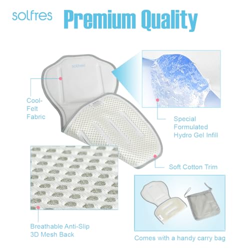 Solfres Hydro Gel Car Seat Cooler Mat for Baby. No Refrigeration Needed. Carseat and Stroller Cooling Pad Cushion Liner with Breathable 3D Mesh Anti-Slip Back. for Kids Toddlers 12-48 Months