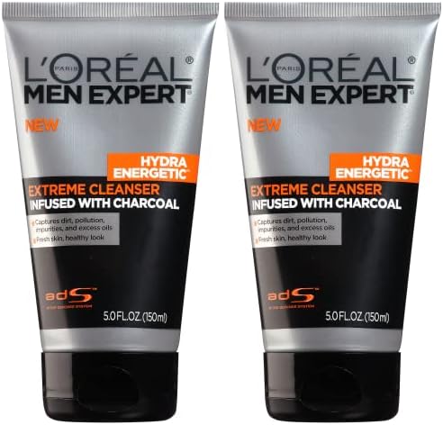 L'Oreal Paris Men Expert Hydra Energetic Daily Facial Cleanser with Charcoal, 2 ct.