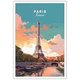 Viokalt Trendy Paris Scenery Wall Art Funky France City Landscape Canvas Posters Europe Eiffel Tower Travel Prints Painting For Family Living Room Bedroom Wall Decor 12x16in Unframed