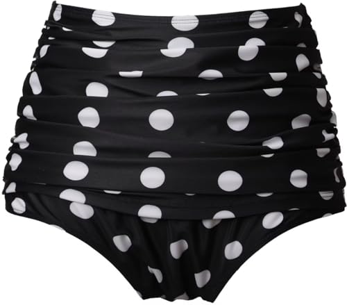 Image of COCOPEAR Women's Ruched High Waisted Bikini Bottom Retro Vintage Swim Short Tankinis