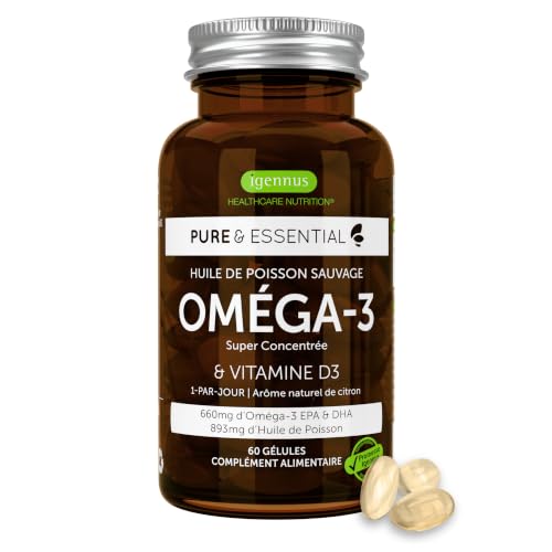 Igennus Haute Concentration Omega 3 Huile De Poisson Sauvage & D3, 60 Doses
