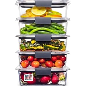 Rubbermaid Brilliance Tritan Plastic Food Storage Containers BPA Free Airtight Lids Ideal for Lunch Meal Prep & Leftovers Set of 5 (3.2 Cup)