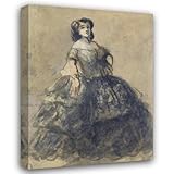 Constantin Guys 36x48 Huge Gallery Wrapped Canvas Museum Art Print Titled: Young Woman in Crinoline