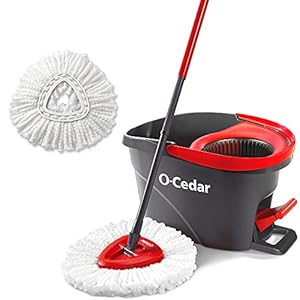 O-Cedar Easywring Microfiber Spin Mop & Bucket Floor Cleaning System with 1 Extra Refill