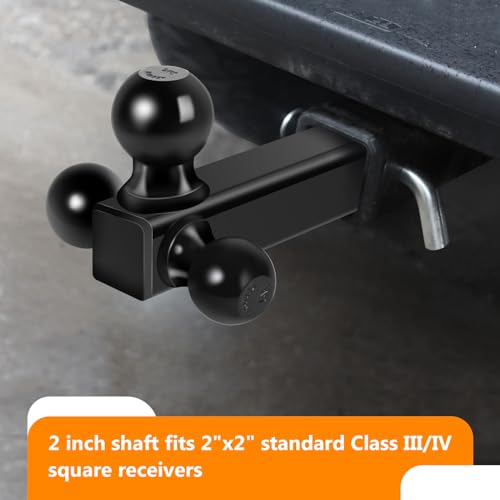 Image of MaxxHaul 70270 Trailer Hitch Hollow Shaft Triple Ball Mount - Black