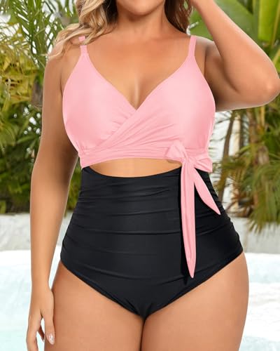Daci Plus Size One Piece Swimsuit - Tummy Control Bathing Suit for Women Cutout Swimwear2