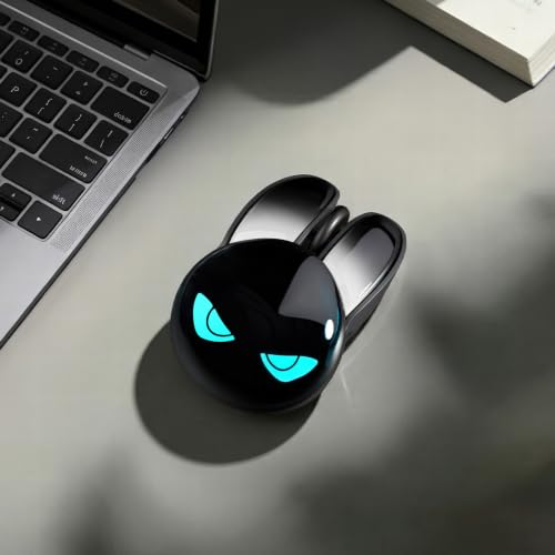 Image of KNOWSQT Wireless Mouse Black Bunny, Bluetooth 2.4G RGB Breathing Light Eyes Rechargeable Silent Mice, Ergonomic Portable Mouse for Laptop Windows PC Computer Desktop Gaming