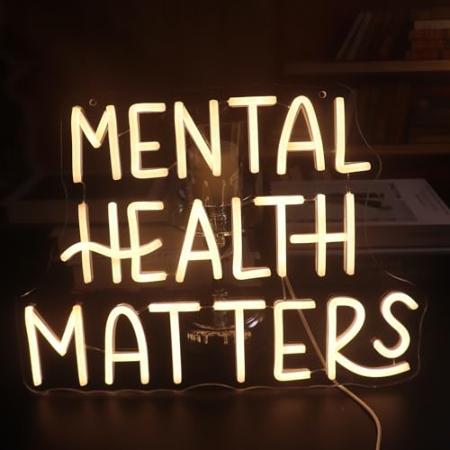 Letrero de neón Mental Health Matters, luz de atenuación USB, citas positivas, letrero decorativo psicológico para dormitorio, dormitorio, apartamento, decoración de pared, Navidad, regalo de